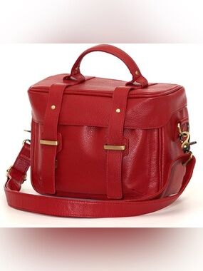 Jill-e Designs Juliette Red Pebbled Leather DSLR Camera Bag Crossbody Purse
